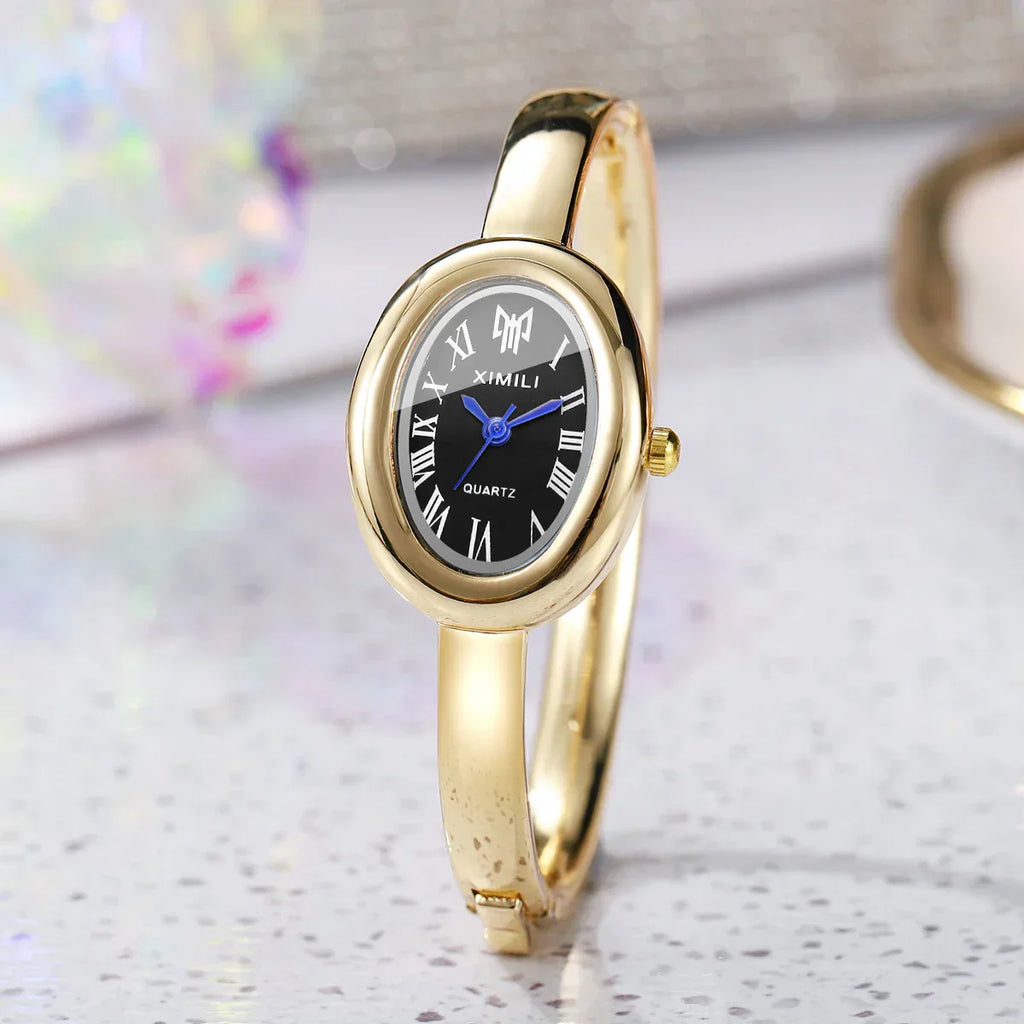 Elegant Oval Roma Dial Women Quartz Watch Fashion Bracelet Strap Ladies Wristwatch Reloj Mujer Girls Clock Gift