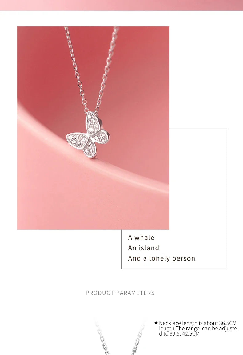 2025 New 925 Sterling Silver Sparkling Zircon Dancing Butterfly Tiny Mini Pendant for Women Fine Jewelry Birthday Gift