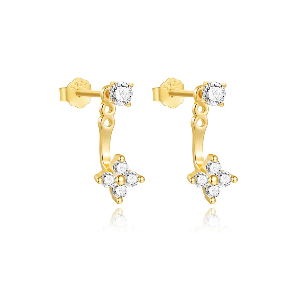S925 Sterling Silver Petals Stud Earring Microinlaid Colorful Cubic Zirconia Chain Tassel Earrings For Women Dangle Earring