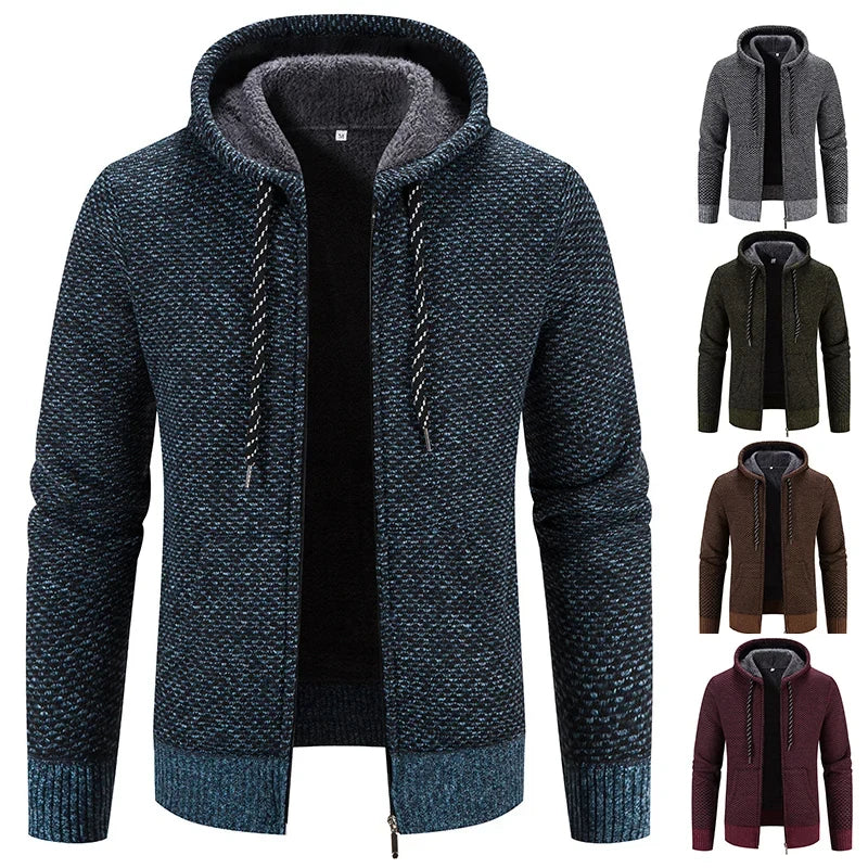 Male Knitted Casual Jackets with Hood Men's Sweater Coat Y2K Hoodies Korean Streetwear Baseball Jumpers Jersey Top Clothing
