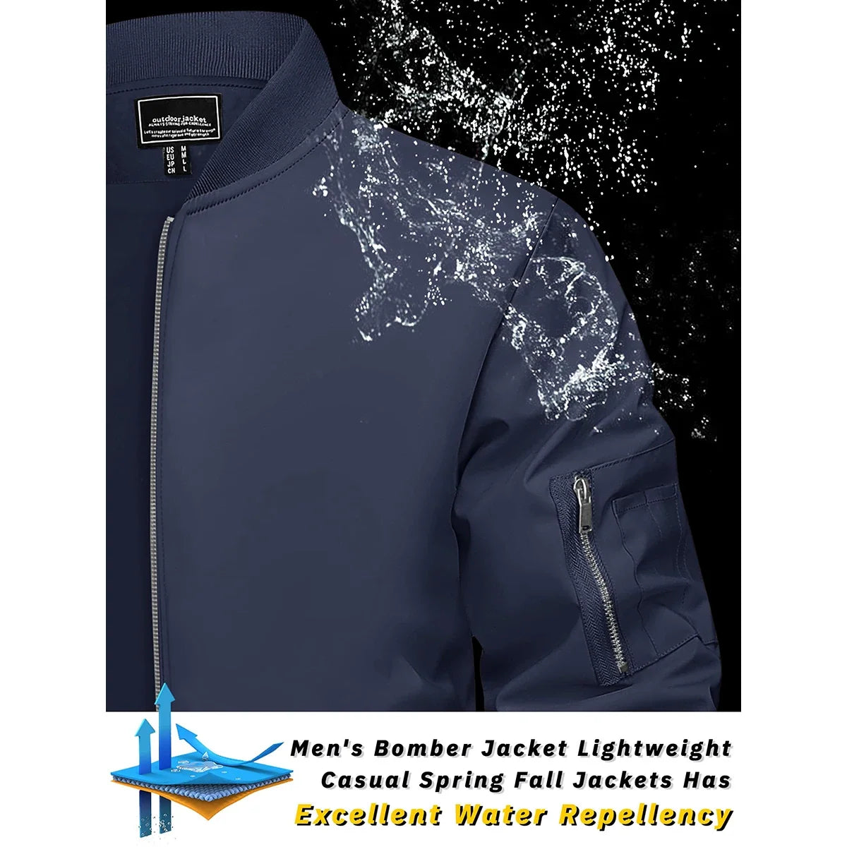 Men's Bomber Jacket Summer Autumn Thin Lightweight Casual Windbreaker Multi-pockets Full Zip Up Varsity Baseball Jacket