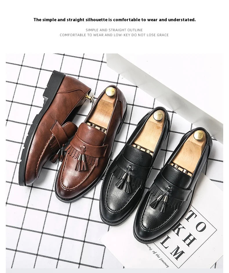 Tassel vamp loafers all match youth suit beamers men Korean version of British men's shoes best man shoes fashion
