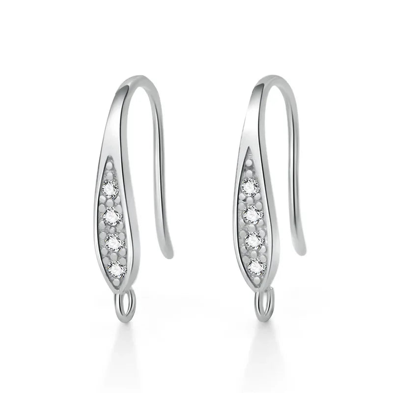 TrustDavis Real 925 Sterling Silver Fashion Dazzling CZ Opening Handmade Ear Hook Earring DIY Accessories Fine Jewelry HY365