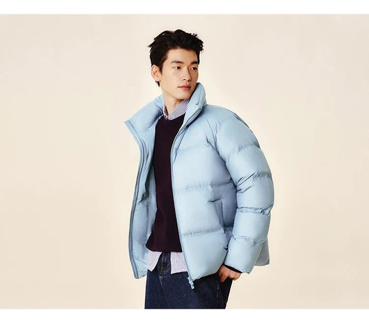 Down Jacket Men 2026 Winter New Thickened Short Coat Three-Proof Thermal Puffer Coat Couple Top Trendy Down Jacket