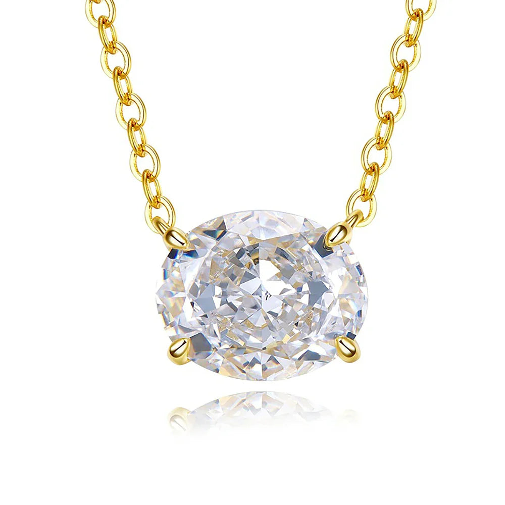 3CT Oval Cut Moissanite Pendant Necklace for Women  Certified 8*10mm Lab Diamond Neck Chain 925 Sterling Silver Fine Jewelry