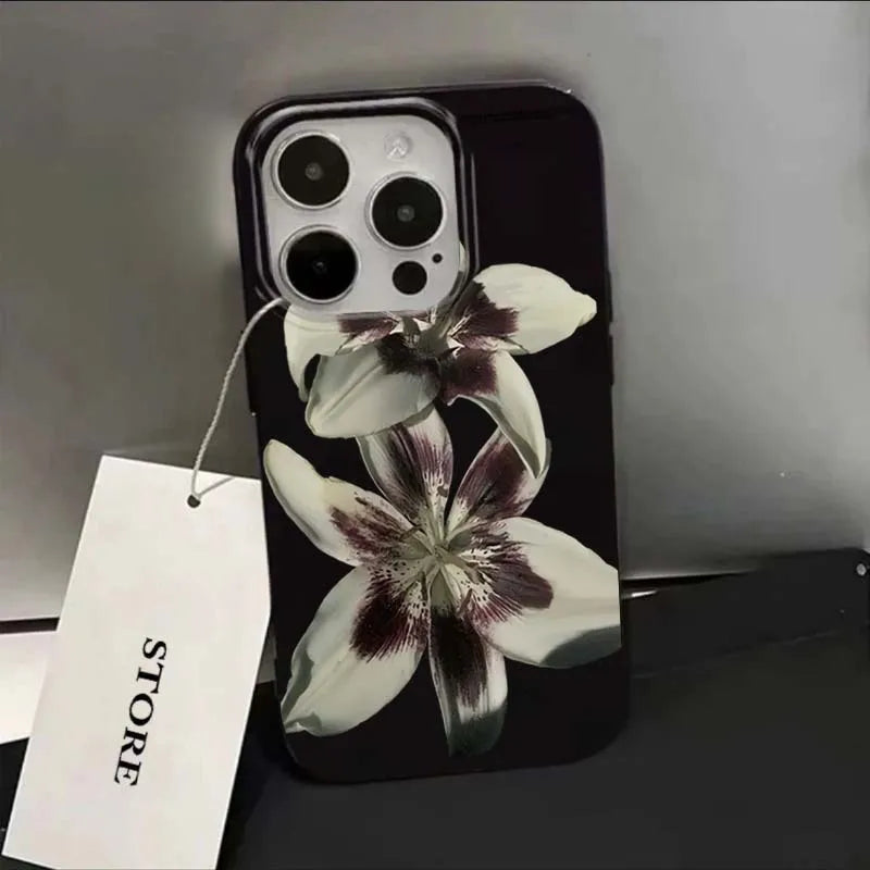 جراب هاتف ناعم بطبعة زهور زنبق الأوركيد لهاتف آيفون 16 17 15 14 13 12 11 برو ماكس XS X 7 8 16e 16 بلس SE 2022 غطاء مقاوم للصدمات
