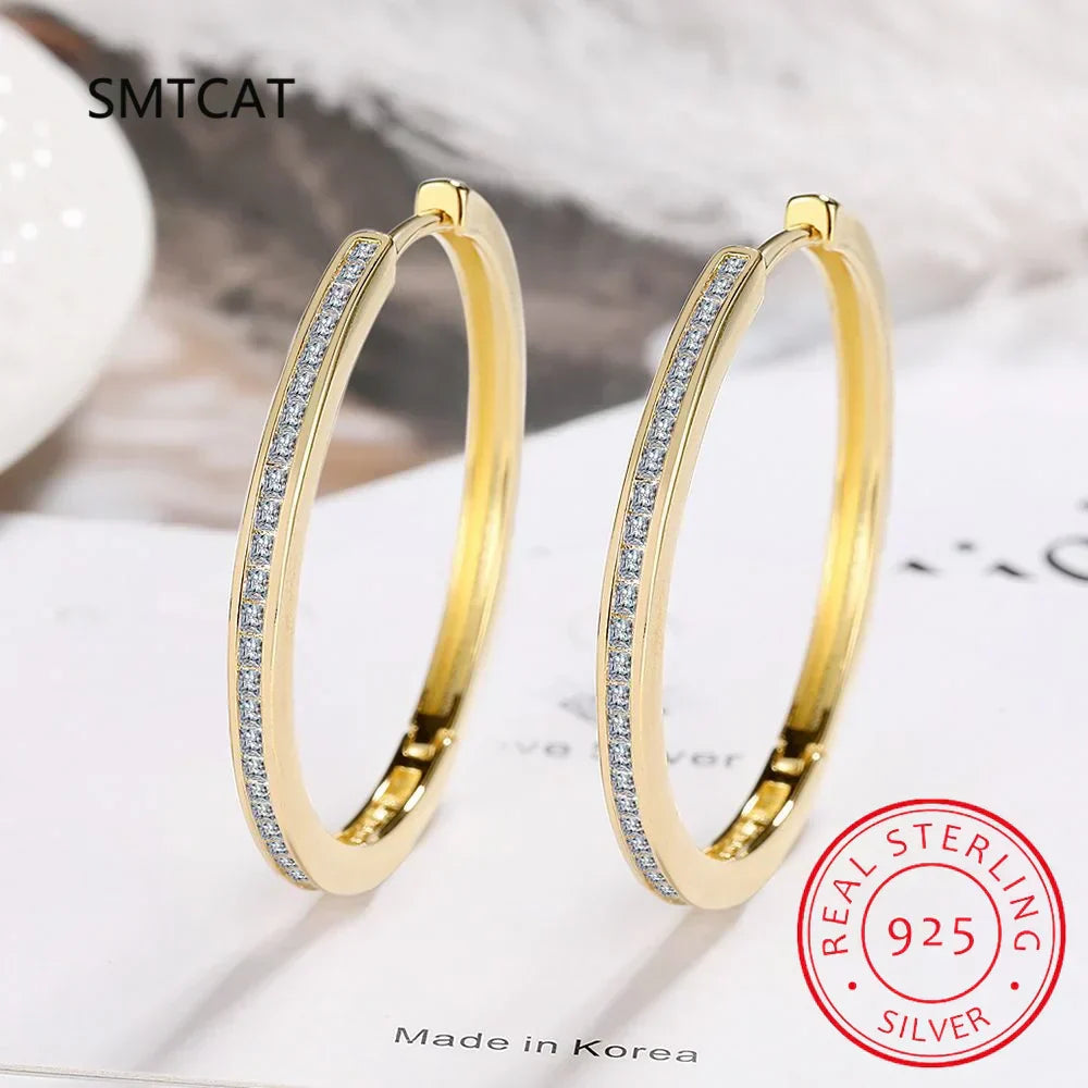 Princess Cut Moissanite Diamond Hoop Earring 925 Sterling Silver for Women 18k Gold Sparkling Square Huggie Fine Jewelry
