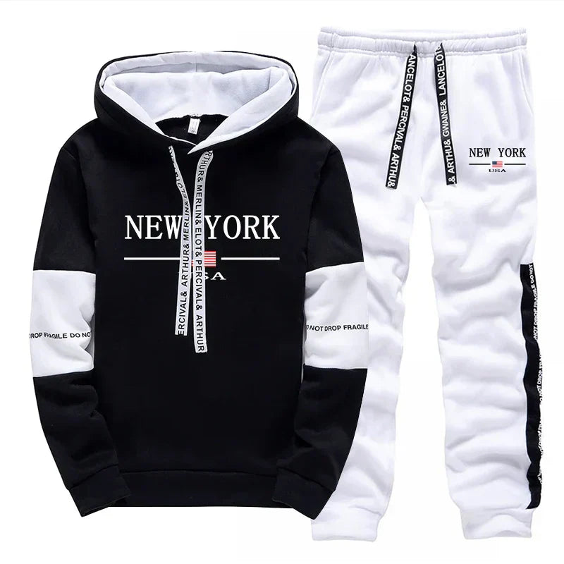 Quality Mens Tracksuit Casual Print Sweatshirts Sports Jogging Mens Clothing Autumn Winter Sportswear Single Piece Hoodie Pants