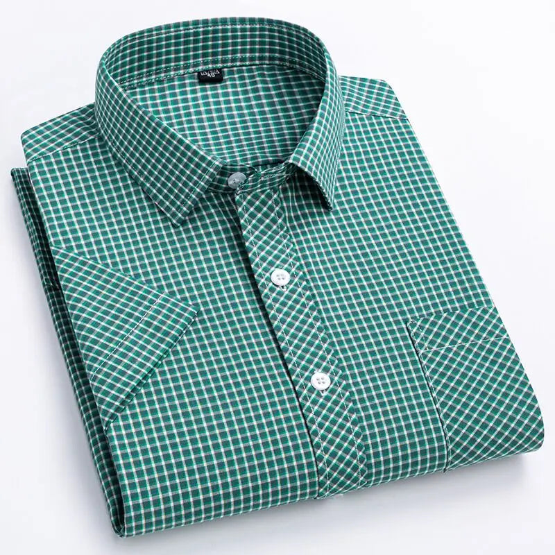 Men's Plaid Short-sleeved Shirt light Breathable