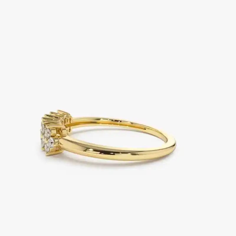 2mm Moissanite Ring With Certificate 925 Sterling Silver Cluster Flower Wedding Rings For Women 14k Gold Plated Jewelry