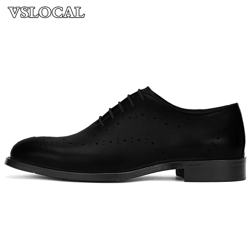 Luxury Men's Oxford Shoes Lace up Brogues Pointed Casual Mens Dress Shoes Coffee Wedding Business Leather Shoes For Men