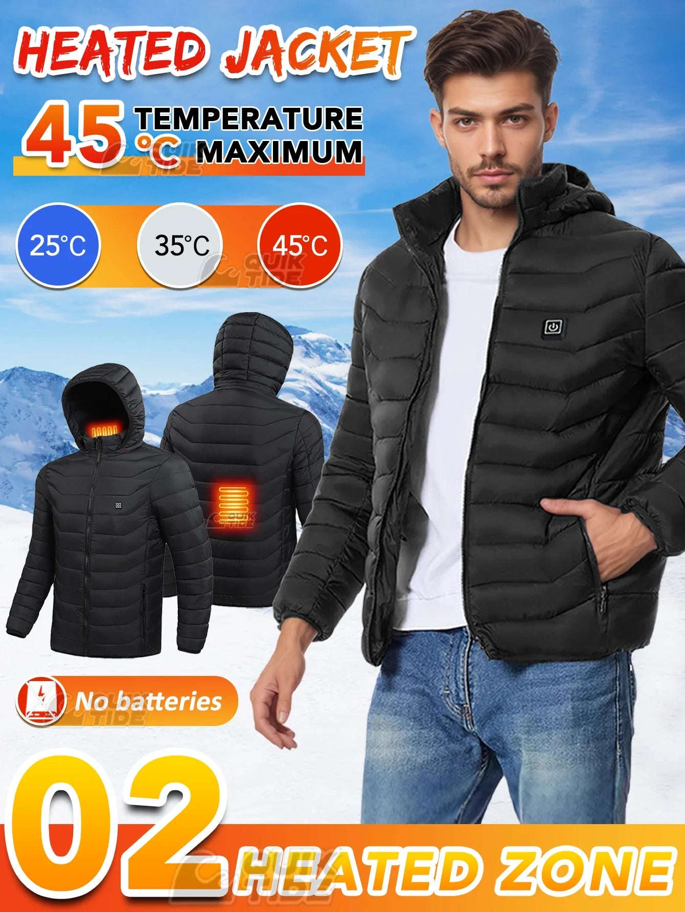 Intelligent Heating Jacket, 32-Heating Zones, 4-Switches, 3-Speed Adjustable, Suitable For Outdoor Activities,Indoor Work,Hiking