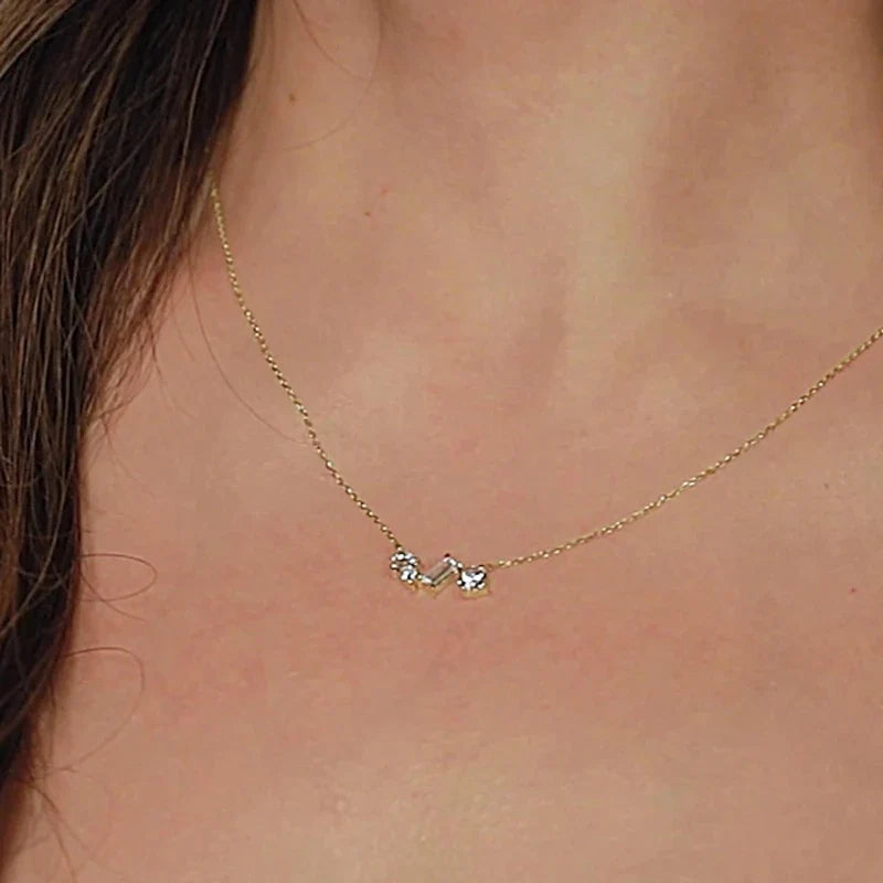 Marquise/Round/Rectangular Cut Moissanite Pendant Necklace For Women Three Stone Irregular Moissanite Diamond Necklace