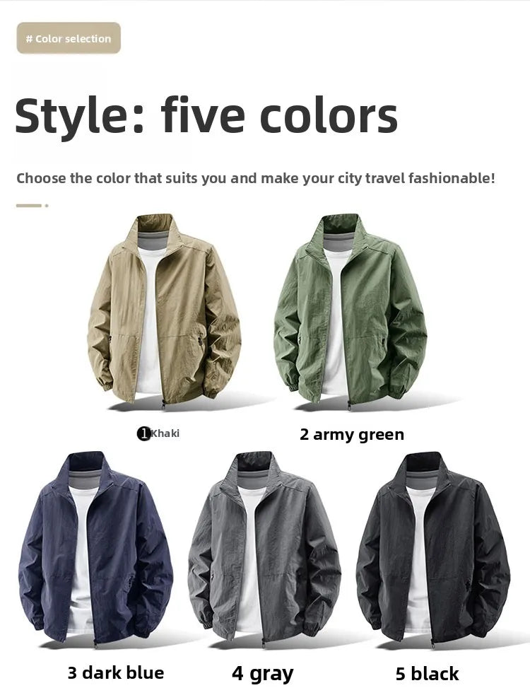 Men Outdoor Cycling High Quality UV Resistant Jacket Fashionable Versatile Windproof Breathable Jacket Spring Autumn Comfortable