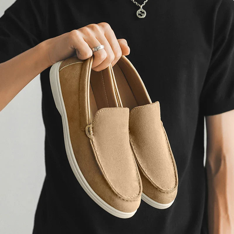 Men’s Suede Slip-On Loafers – Casual Lightweight Walking Shoes (Black, Brown, Navy)