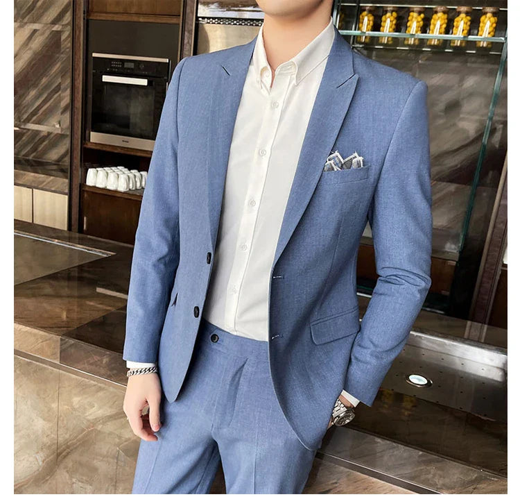 2025 Slim Fit Three-Piece Business Suit Set High-End Korean Style Wedding Groom Party Dress Suit Vest Trousers M-4XL