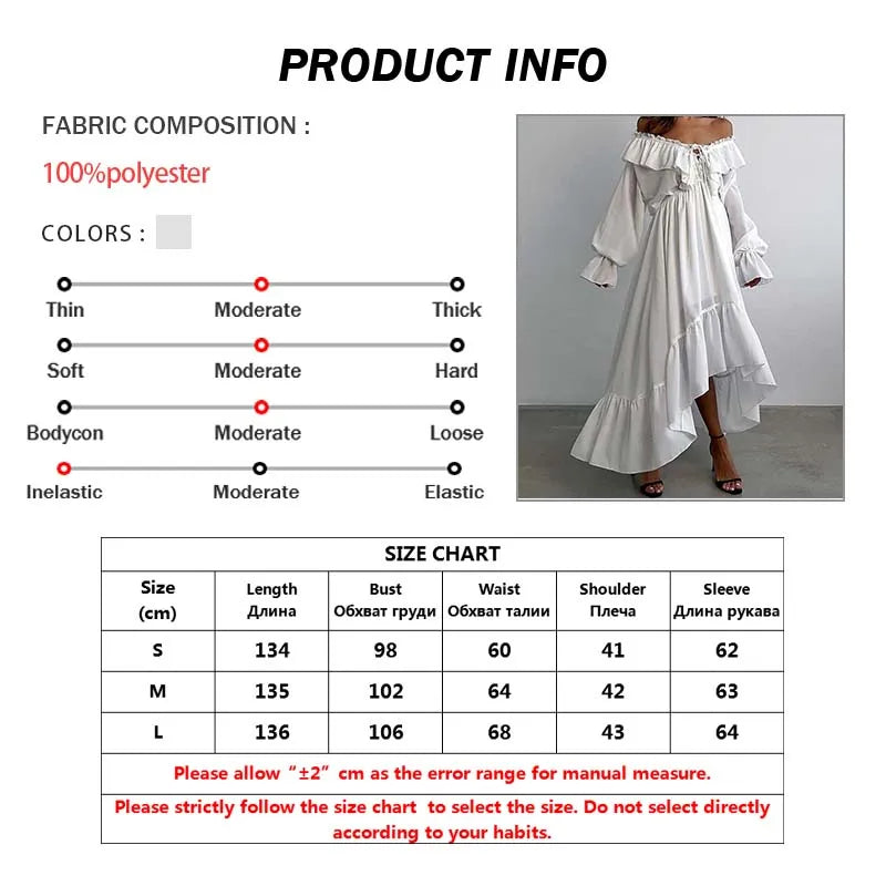 Elegant White Ruffled Dresses 2025 Woman Fashion V-Neck Lace-Up Long Sleeve Dresses Casual High Waist Floor-Length Dress