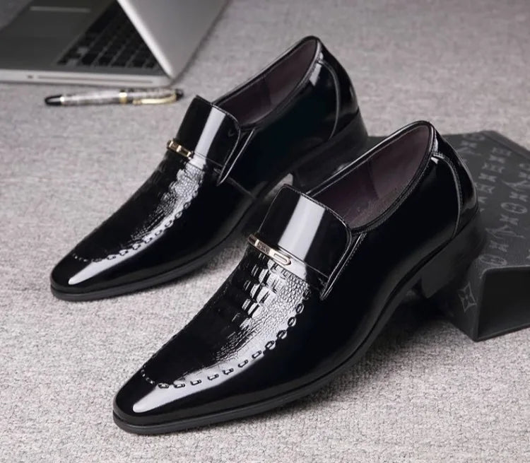 Men's Business Casual Leather Shoes Korean Style Pointed Toe Breathable Big Size Office Groomsmen Groom Wedding