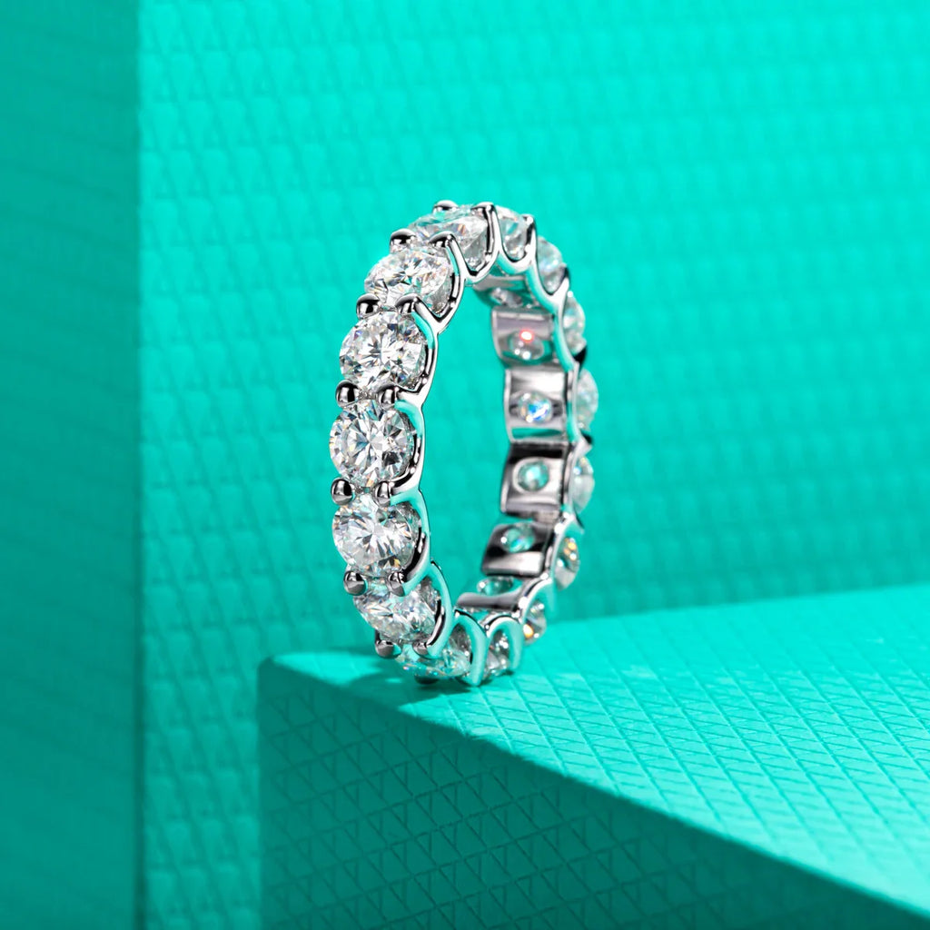 4.5mm D Color Moissanites Eternity Band Ring 925 Sterling Silver Wedding Rings for Women Jewelry Gifts Wholesale
