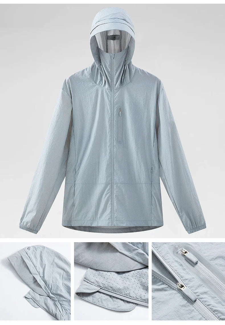 Unisex Waterproof Sun Protective Jacket UPF 50+ UV Blocking Quick-Dry Breathable Windbreaker for Hiking Camping Climbing