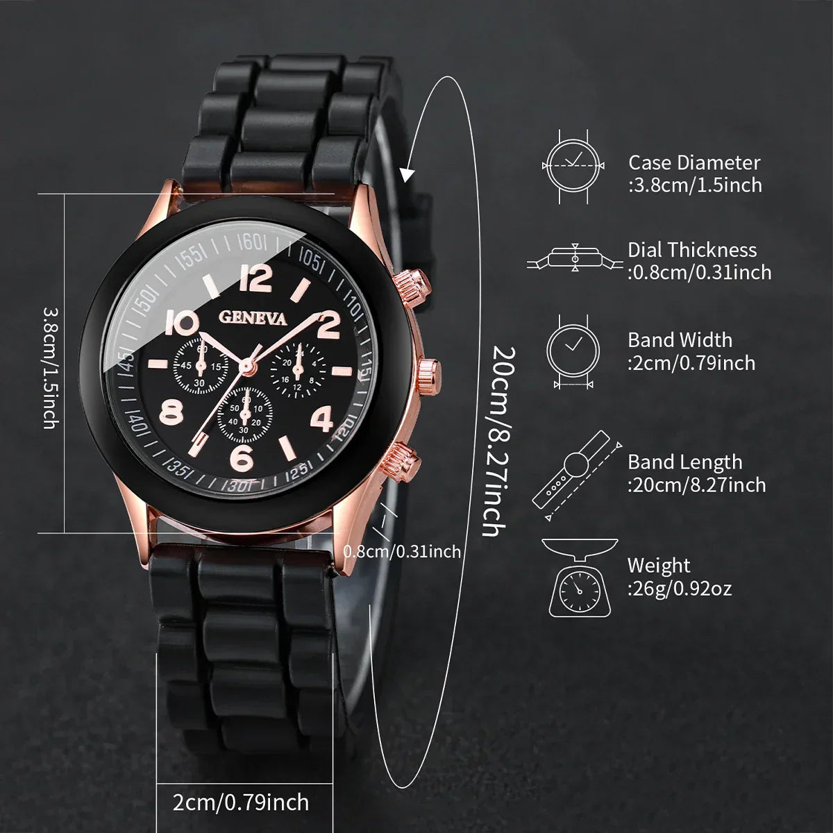 2/3PCS Women Watches Fashion Arabic Dial Silicone Band Quartz Watch Set（Without Box）