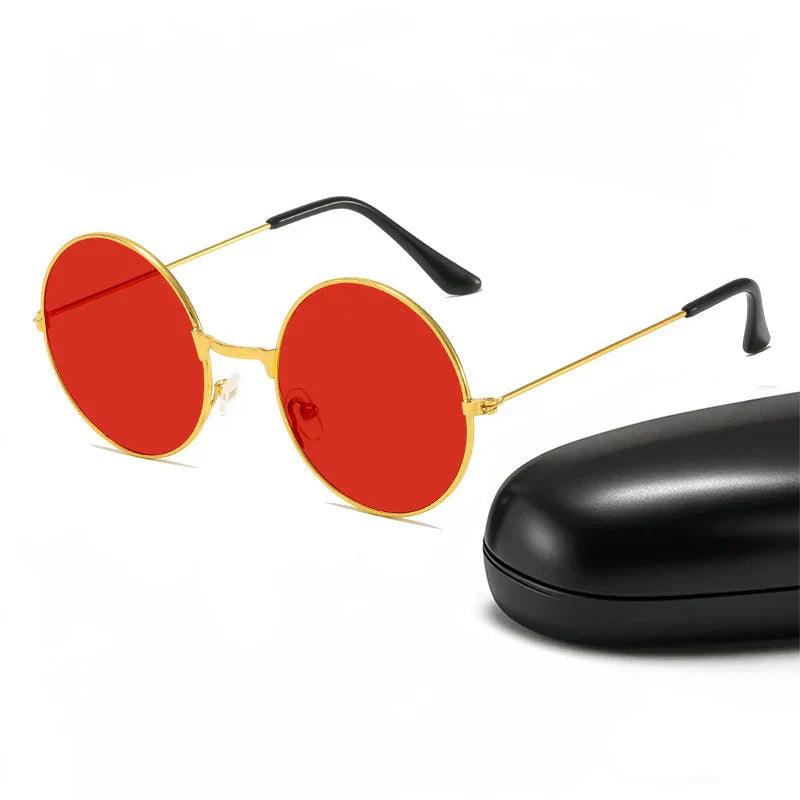 Classic Vintage Round Frame Sunglasses For Men Women Brand Design Ocean Red Yellow Metal Circle Sun Glasses Unisex Eyewear 2025