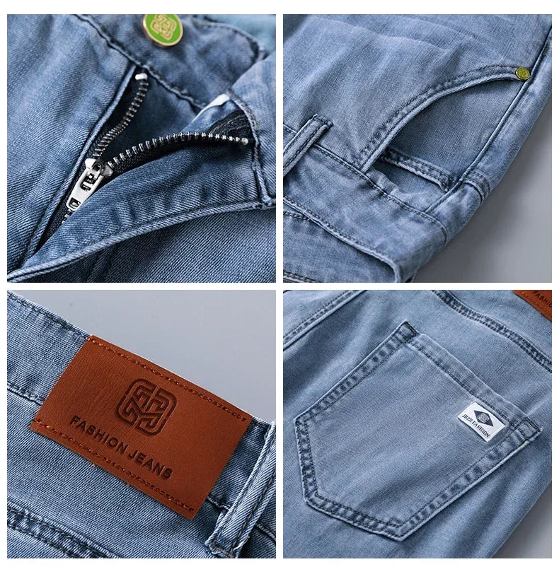 Business Jeans Men's Spring Thin Casual Straight Fashion Loose Brand Pants Comfortable Male Denim Trousers Versatile