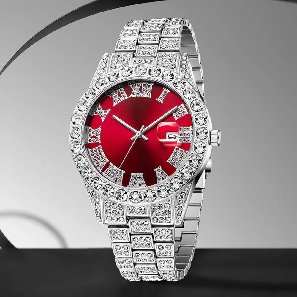 1PCS Women's Luxury Watch Set Trendy Luxury with Calendar and Water Diamond Quartz Watch Suitable for Daily Clothing Matching