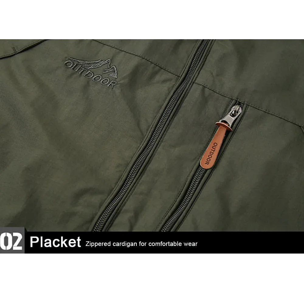 Windbreaker Men Tactical Jacket Waterproof Outdoor Hooded Coat Sports Military Field Climbing Thin Outwear Streetwear Coat