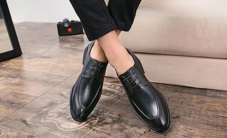 Men's British Style Leather Shoes Korean Version Pointed Toe Business Formal Trendy Versatile