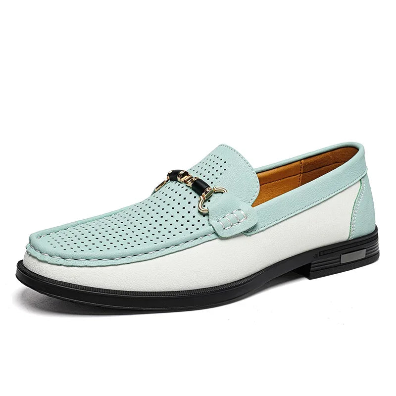 Trendy High Quality Genuine Leather Shoes for Men Summer Breathable Men's Casual Loafers Plus Size 47 Slip-on Driving Shoes Man