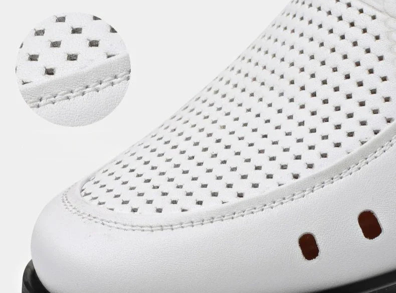 Hollow Breathable in Summer Round Toe Dress Shoes Man Soft Leather Casual Footwear 2025 Style Gentleman New Social Shoe for Men
