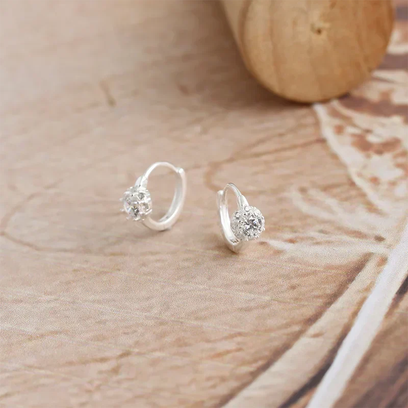 925 Sterling Silver Luxury Shiny Zircon Huggies Hoop Earrings for Women Fashion Elegant Charms Wedding Party Jewelry Gift