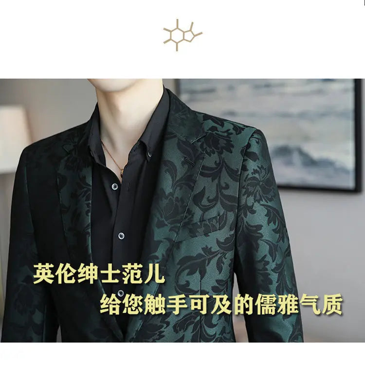 2025 Spring Luxury High-end Jacquard Men's Suit Coats British Style Men Slim Fit Casual Groom Wedding Dress Party Suit Blazers