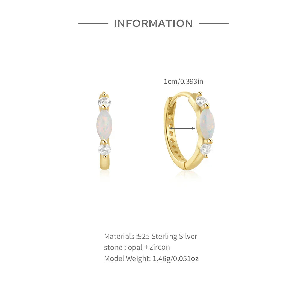 925 Sterling Silver White Zircon Opal Earrings For Women Girl Wedding Engagement Jewelry Delicate Ear Buckle jewelry