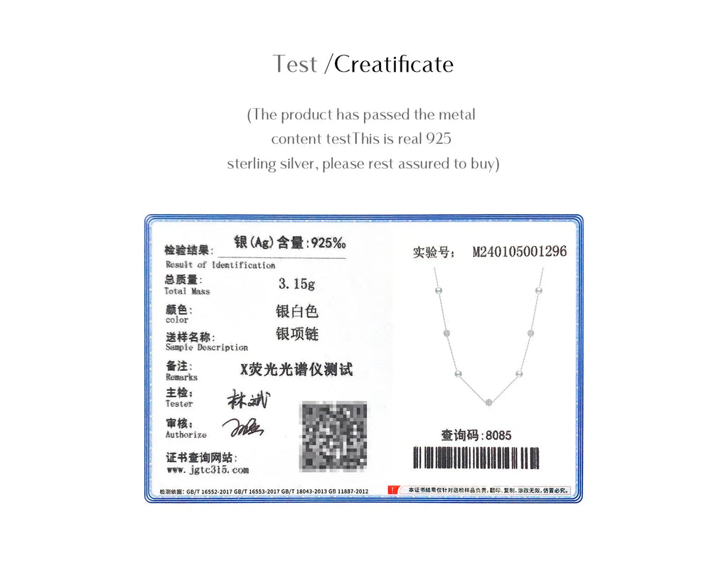 925 Sterling Silver Zircon Beads &Pearl Chain Necklaces Pendant For Women Fine Jewelry  Valentine’s Day Gifts