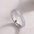 D VVS1 All Moissanite Ring S925 Silver Plated 18k White Gold Fine Eternity Bands Engagement Wedding Rings for Women Man