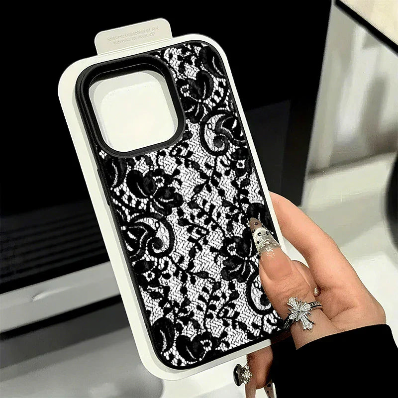 جراب هاتف من البولي يوريثان الحراري بنمط دانتيل جديد وملمس الليتشي لهواتف iPhone 17 16 15 14 Pro Max 13 12 11 XS X XR 16 Plus 16E 17 Air Cover