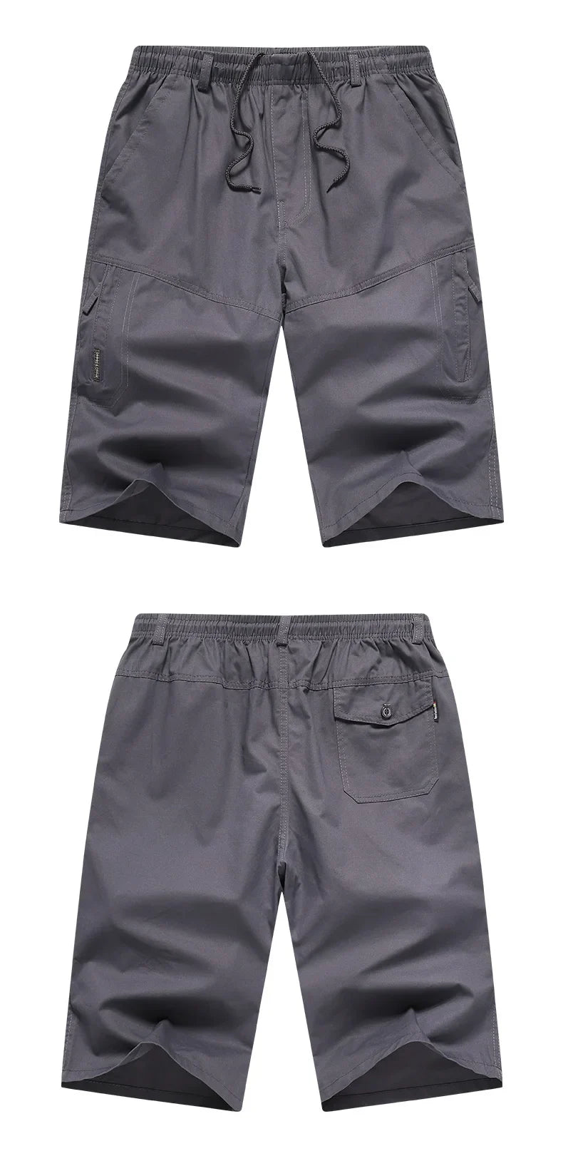 2026 Cotton Cargo Shorts Men's Lightweight Breathable Solid Color Drawstring Waist with Zipper Pocket Casual Summer Short Pants