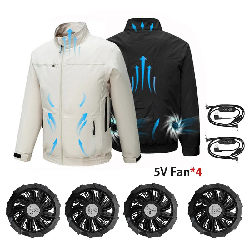 Smart Air Conditioned Jacket with Four Hole Fan Clothing Men's Outdoor Fishing Sun Protection Uniform Labor Protection Workwear