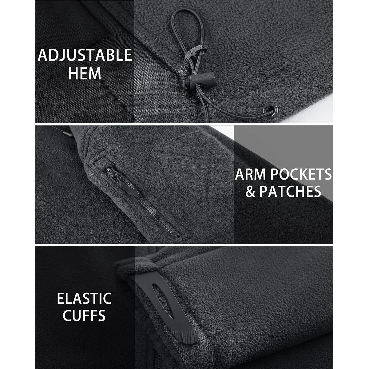 Fall Winter Men's Hooded Fleece Jacket Full Zip Up Soft Warmth Windproof Coat Outdoors Working Hiking Fishing Outerwear