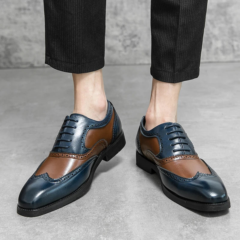 Italy High Quality Pointed Fashion Oxford Shoes Lace Up Men's Shoes Pointed Style Luxury Moccasin Casual Luxury Leather Shoes