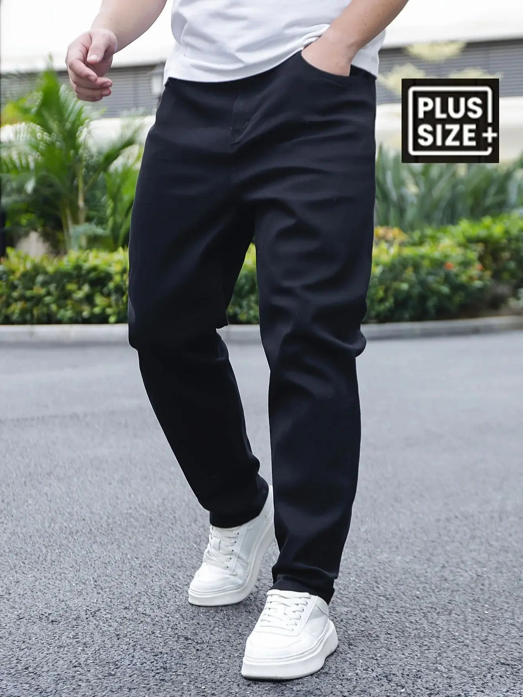 Men's Casual Basics Solid Black Slim Fit Jeans Stretch Elastane Men's Spring Trousers Simple and Versatile Men's Pants