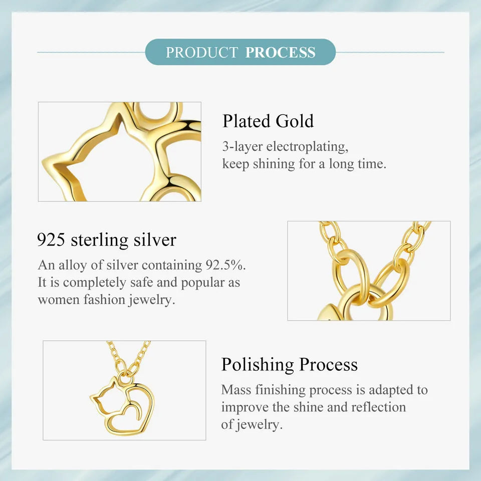 100% 925 Sterling Silver Minimalist Lovely Cat Pendant Necklace Cute Animal Neck Chain for Women Birthday Gift SCN188