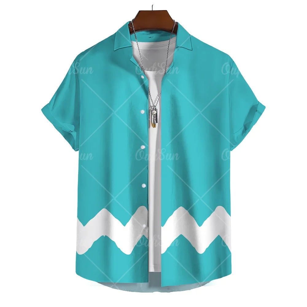 Fashion Yellow Oversized Hawaiian Social Shirt For Men Camisas Casuais Men's Summer Clothing 3d Print Short Sleeves Top Blouse