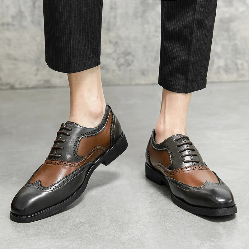 Italy High Quality Pointed Fashion Oxford Shoes Lace Up Men's Shoes Pointed Style Luxury Moccasin Casual Luxury Leather Shoes