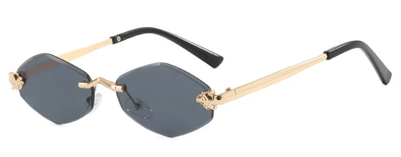 Fashion Small Polygonal Sunglasses for Women Luxury Brand Rmless Brown Rhombus Sun Glasses Woman Vintage Metal Shades Eyewear