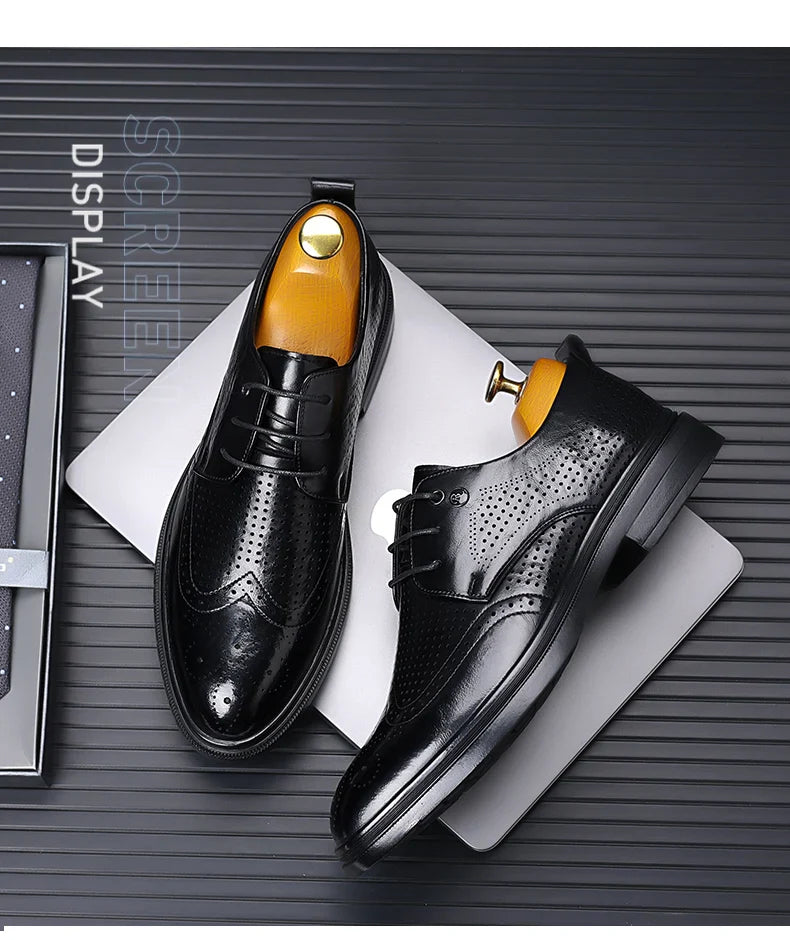 Handmade Men's Oxford Shoes designer Brogue Men Leather Shoes Luxury Fashion Wedding Shoe Business Office Men's Shoes Size 38-44