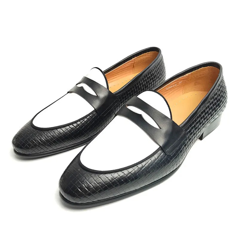 Fashion Trendy Loafers For Men Handmade Genuine Leather Comfortable Slip On Casual Man's Shoes in Black and White Career Wearing