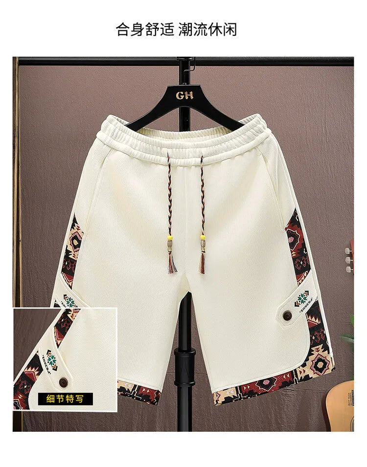 2025 Trendy Summer Embroidery Shorts Men Streetwear Hip Hop Straight Leg Short Pants Casual Sports Five-Point Pants male